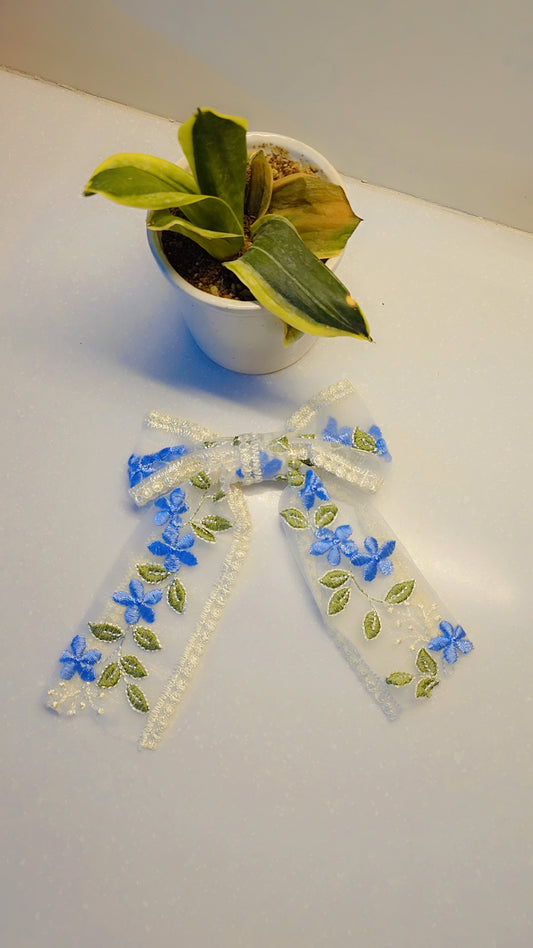 Crystal Bloom Embroidered Hair Bow