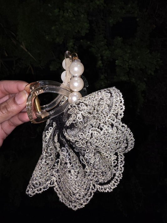 Pearl Luxe Lace Claw Clip