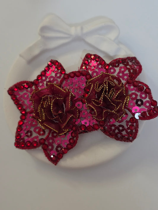 Ruby Floral Sequin Hair Clip
