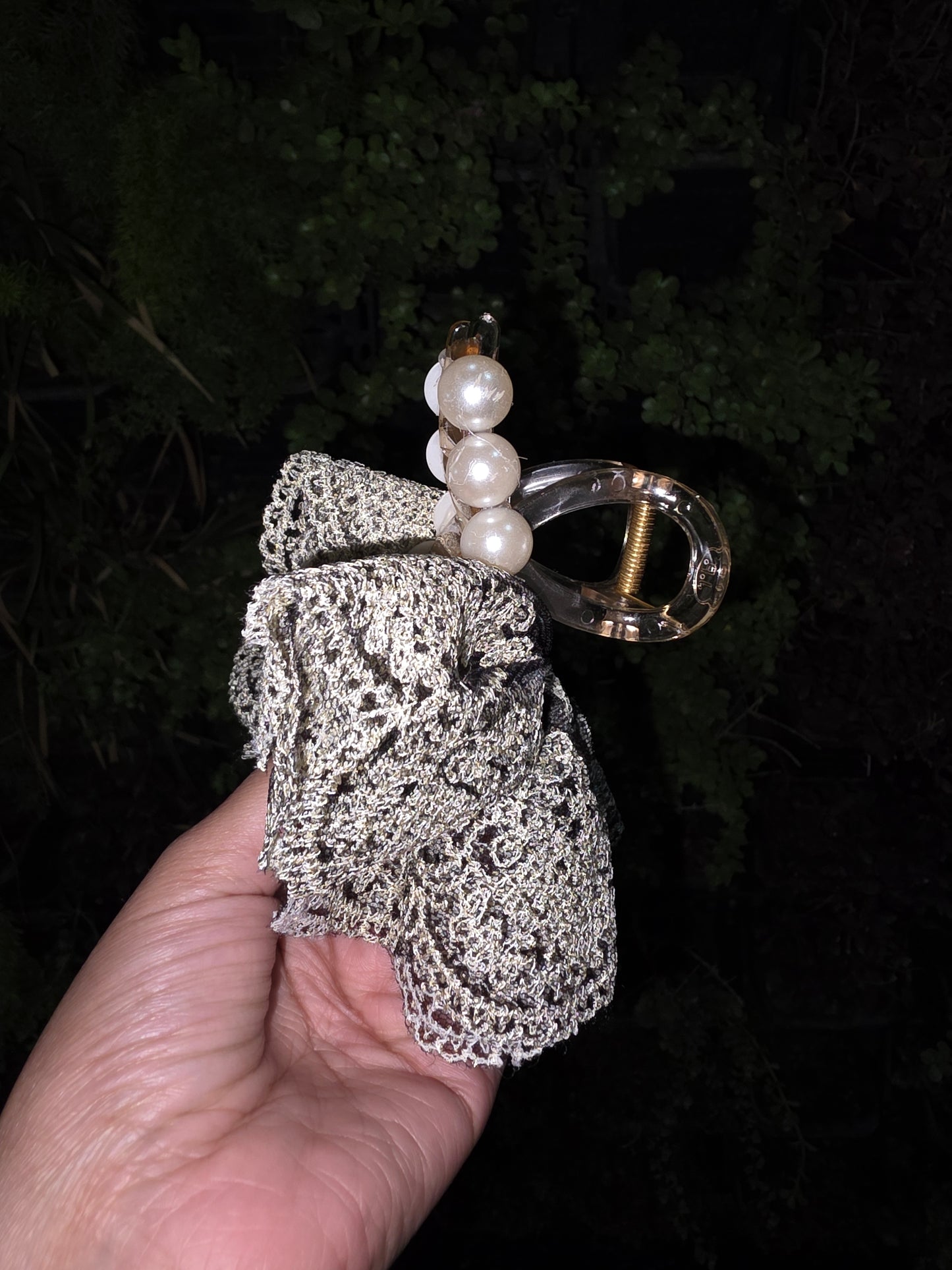Pearl Luxe Lace Claw Clip